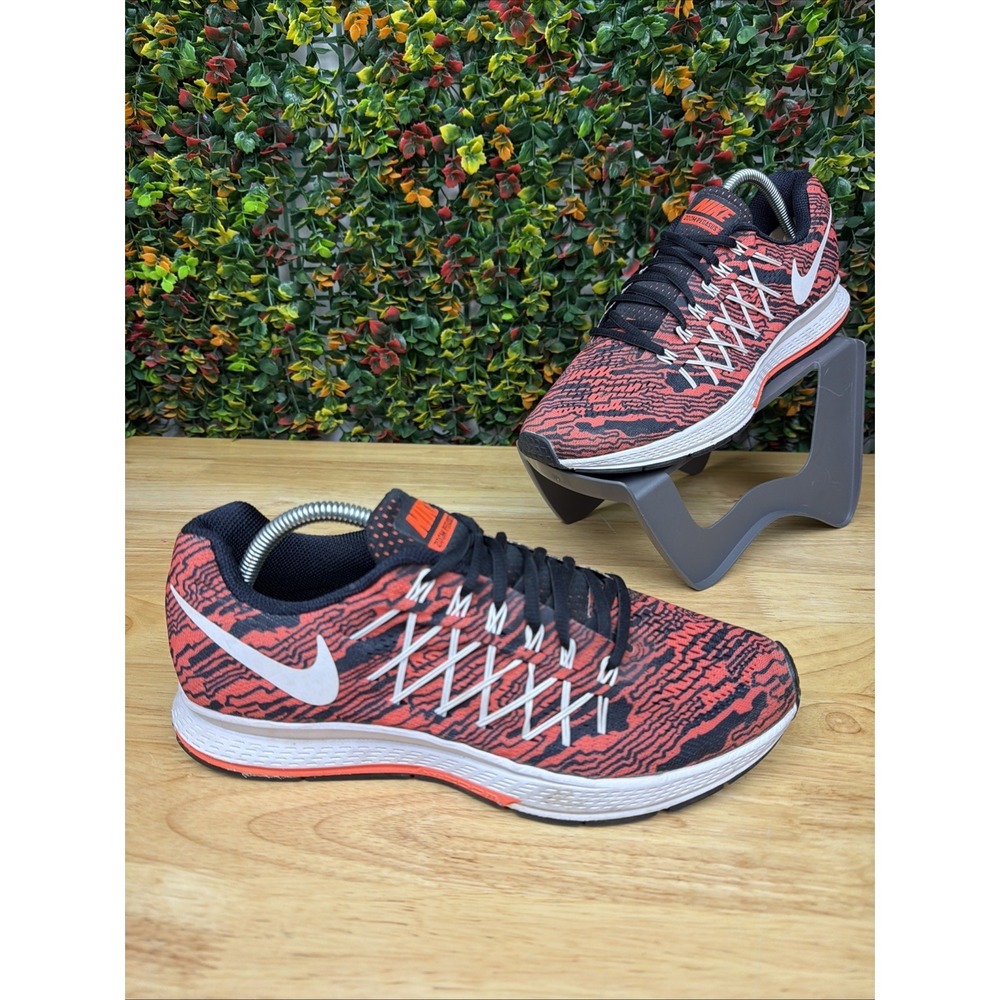 Nike Zoom Pegasus 32 Running Shoes 806805-800 Orange Black Tiger Camo Men's 9